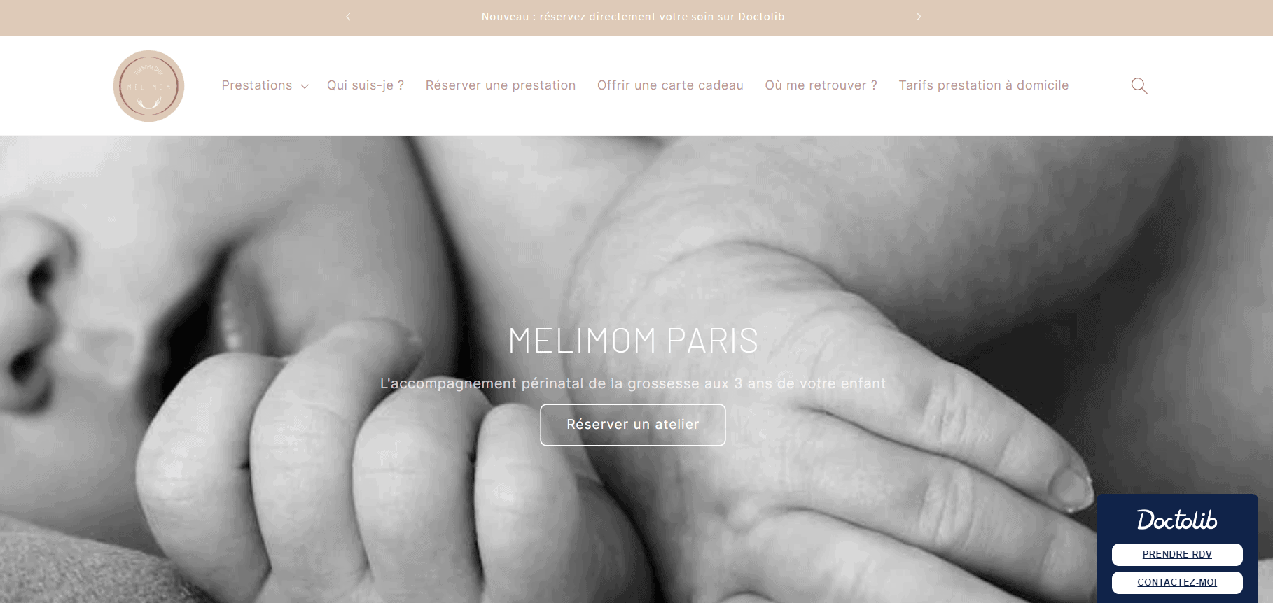 Site vitrine de MELIMOM Paris, accompagnante en périnatalité